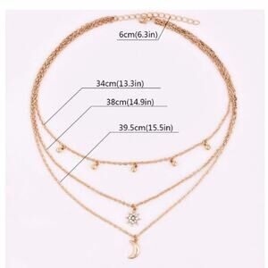 Boho Moon and Star 3 Layered Necklace